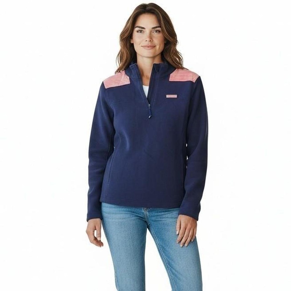 Vineyard Vines YACHT CLUB Coastal Luxury Stripe-Yoke Shep Quarter-Zip